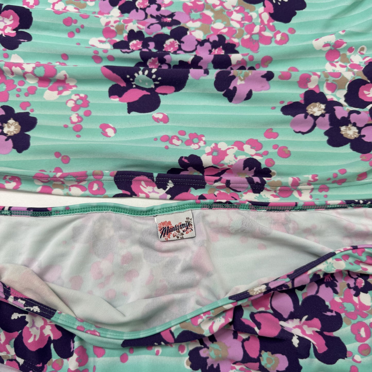 Y2K vintage tankini set floral halter neck bikini bottoms matching ruched bows