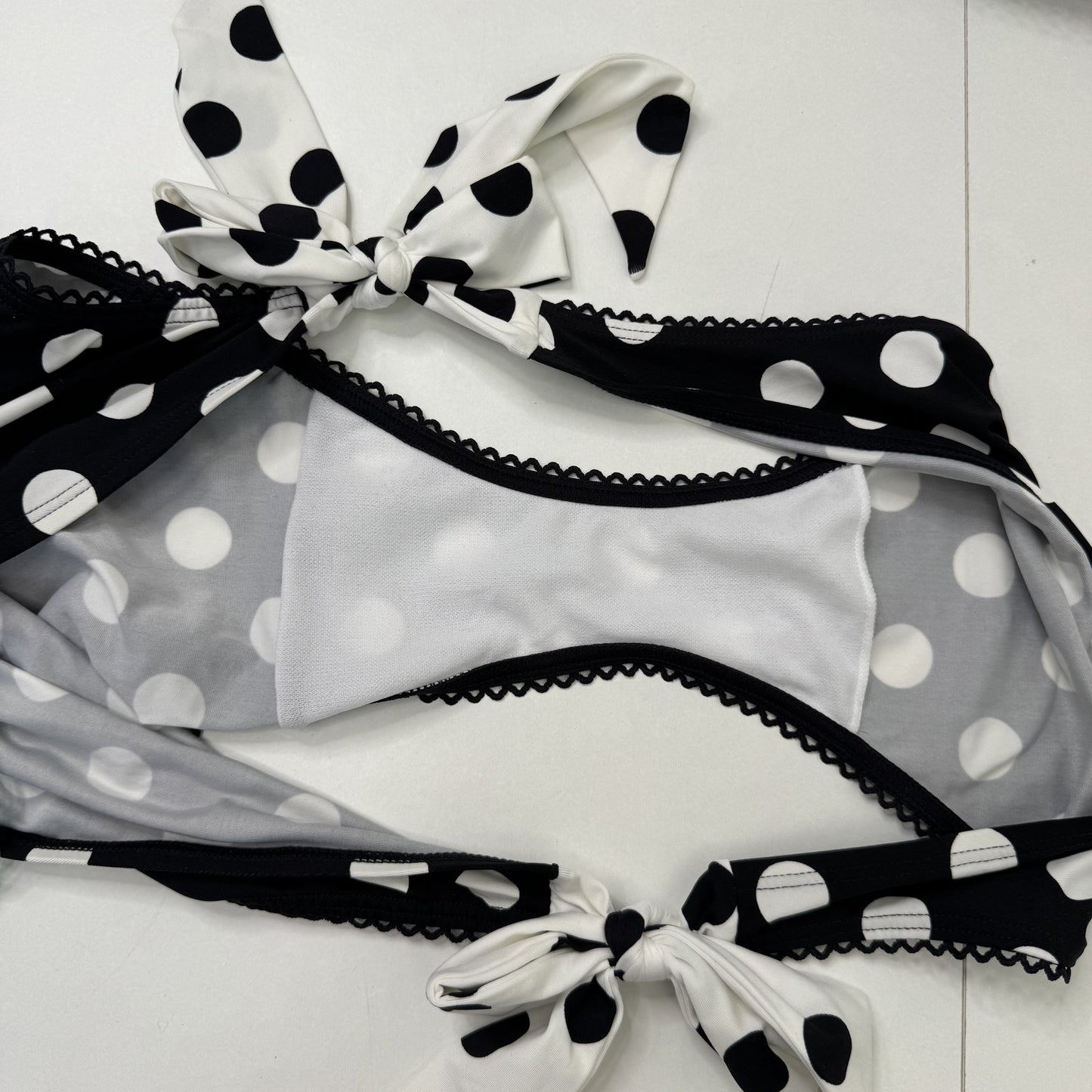 Y2K vintage bikini matching set halter neck polka dot ruched tie bow ruched