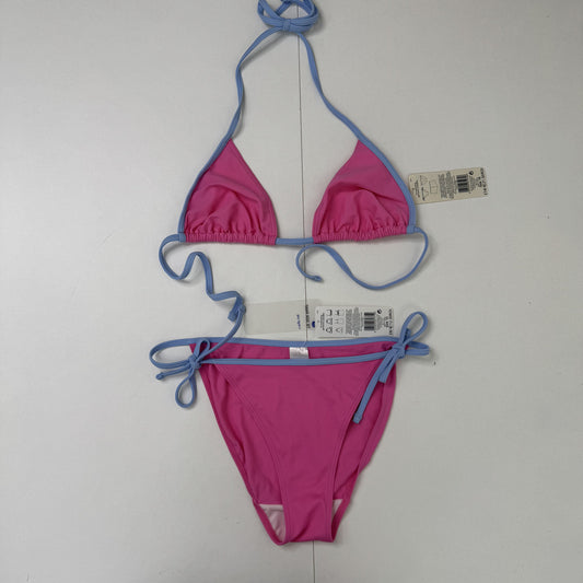 Y2K vintage bikini matching set pink lilac tie bow high leg