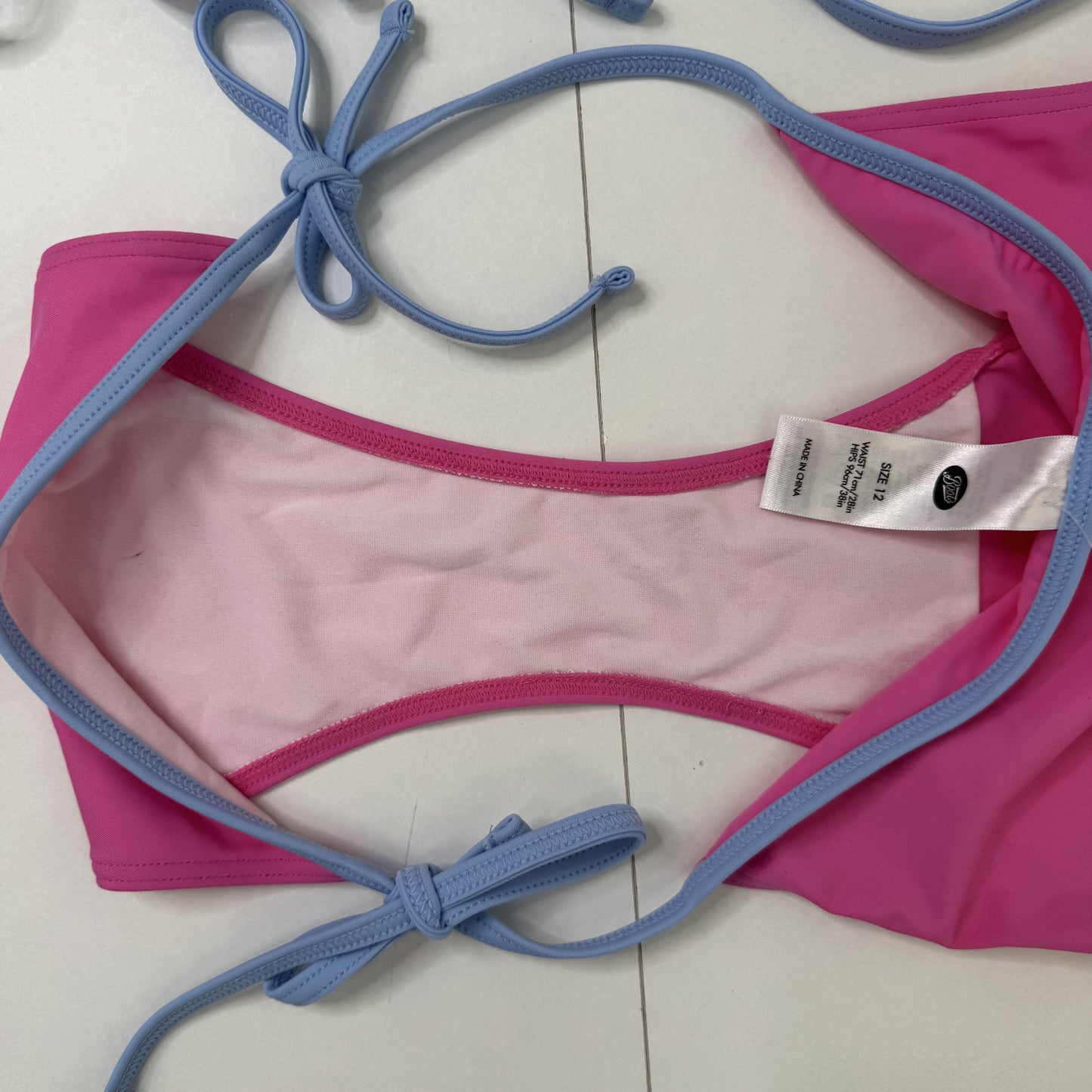 Y2K vintage bikini matching set pink lilac tie bow high leg