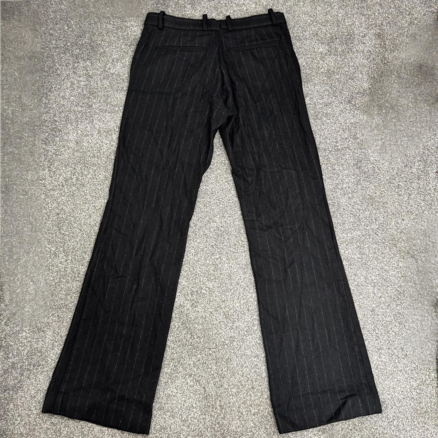 Joseph cashmere wool blend pinstripe bootcut trousers mid rise tailored formal