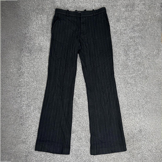 Joseph cashmere wool blend pinstripe bootcut trousers mid rise tailored formal