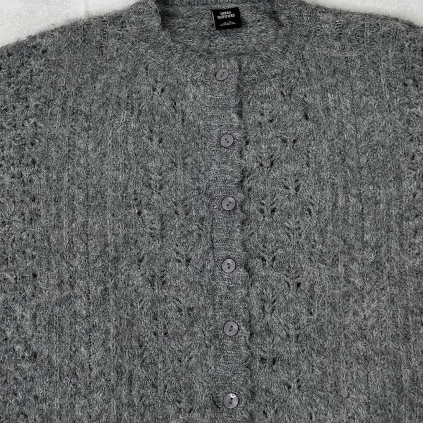 Urban Outfitters wool blend jumper button up cardigan dark grey