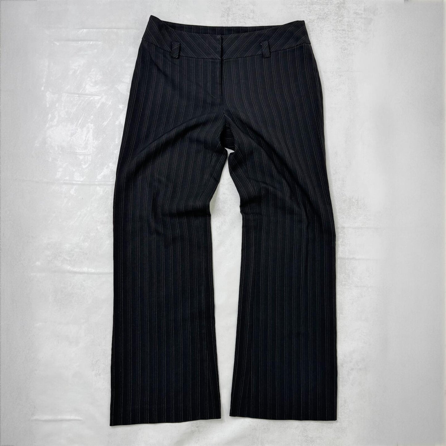 Y2K vintage tailored bootcut trousers formal office mid rise stripe pinstripe