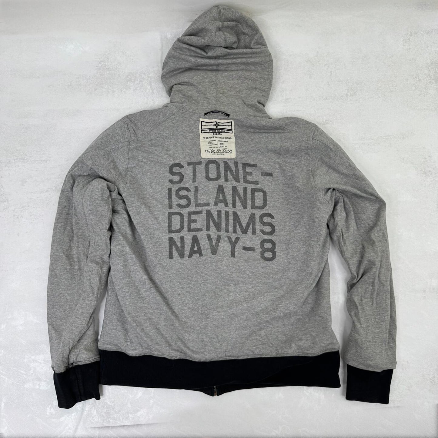 Vintage Stone Island Denims hoodie zip up men's reversible grey navy A/W 2007