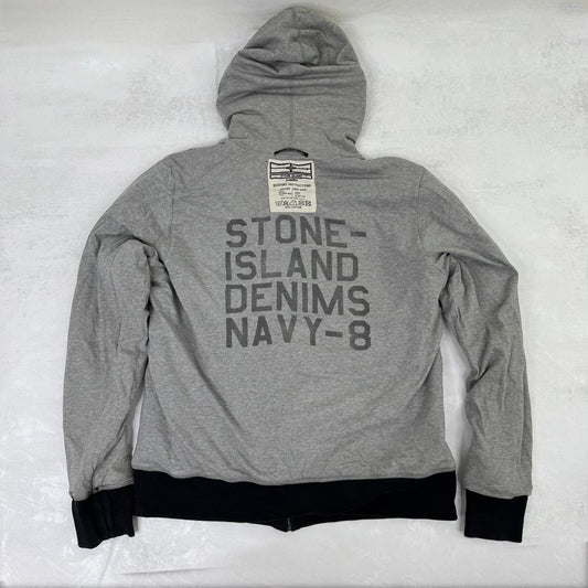 Vintage Stone Island Denims hoodie zip up men's reversible grey navy A/W 2007