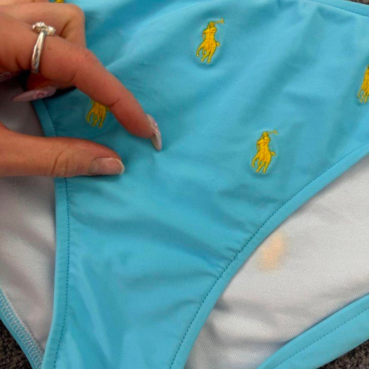 Polo Ralph Lauren logo bikini bottoms baby blue yellow