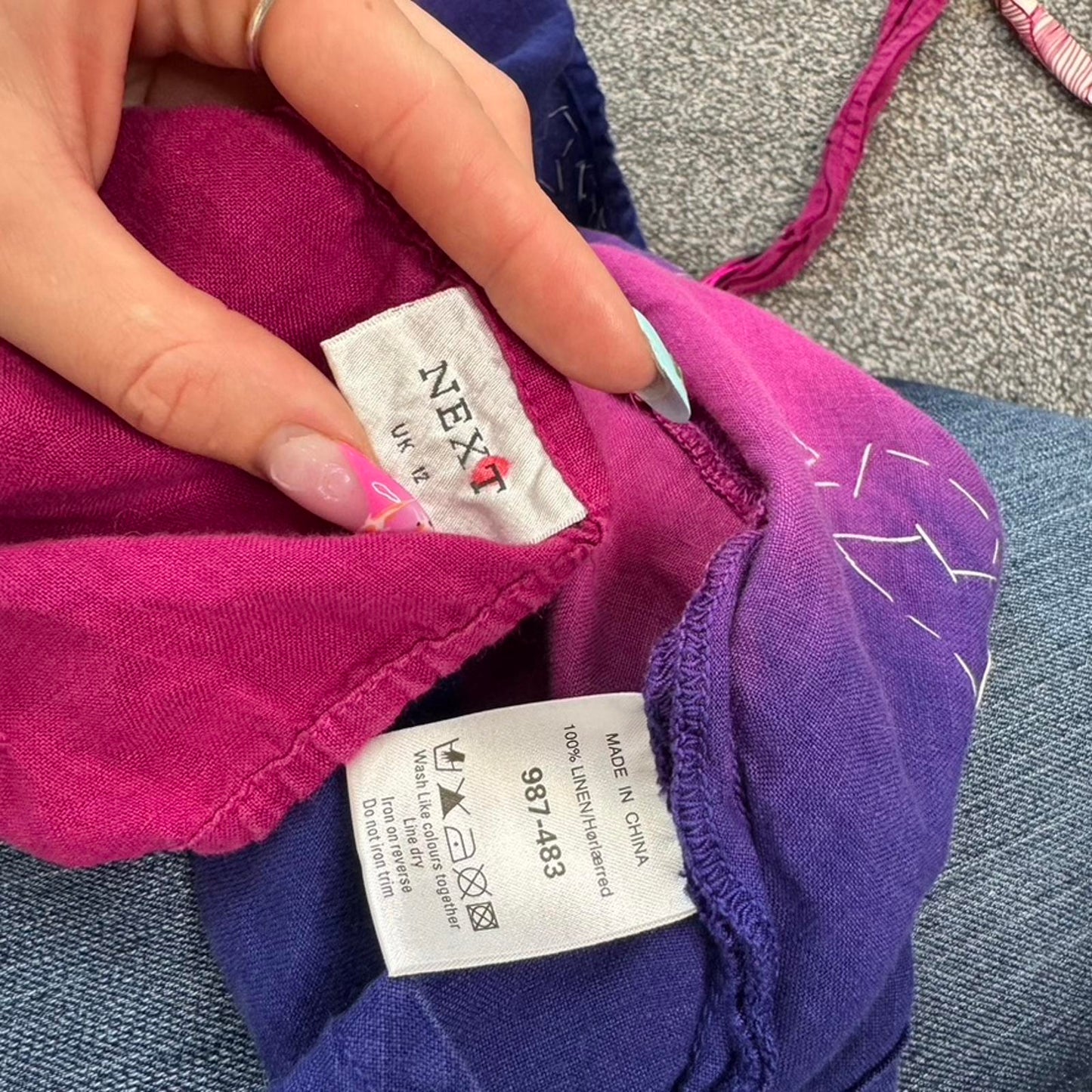 Y2K vintage 100% linen halter neck beaded sequin top v neck boho embellished M