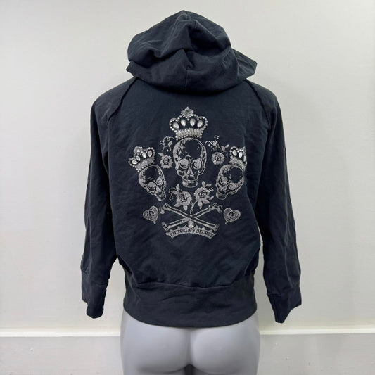 Y2K vintage Victoria's Secret zip up hoodie skull rhinestones crown graphic