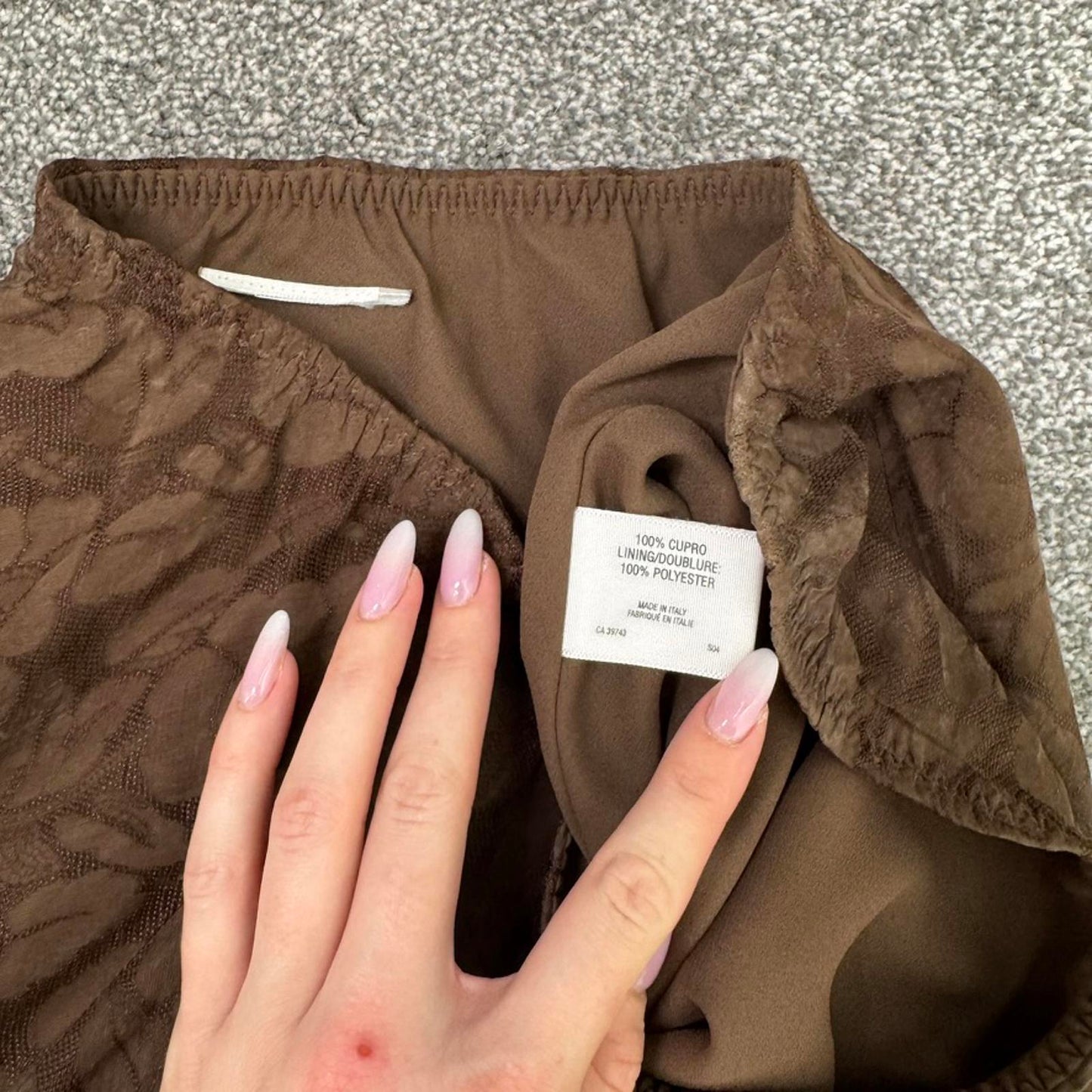 Y2K vintage stretchy floral maxi skirt brown cupro rose pattern a line flowy