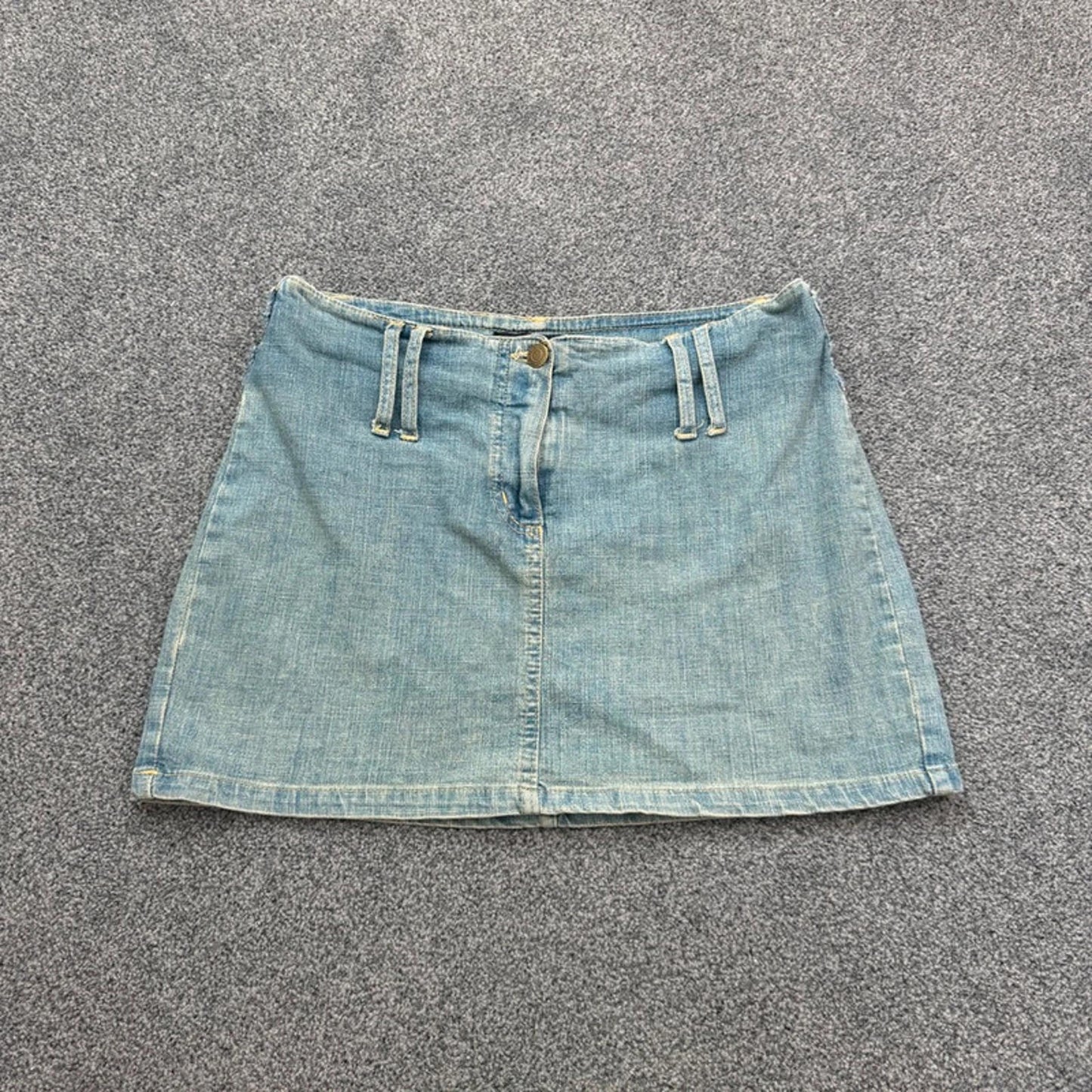 Y2K vintage Jane Norman faded denim mid rise mini skirt light blue wash