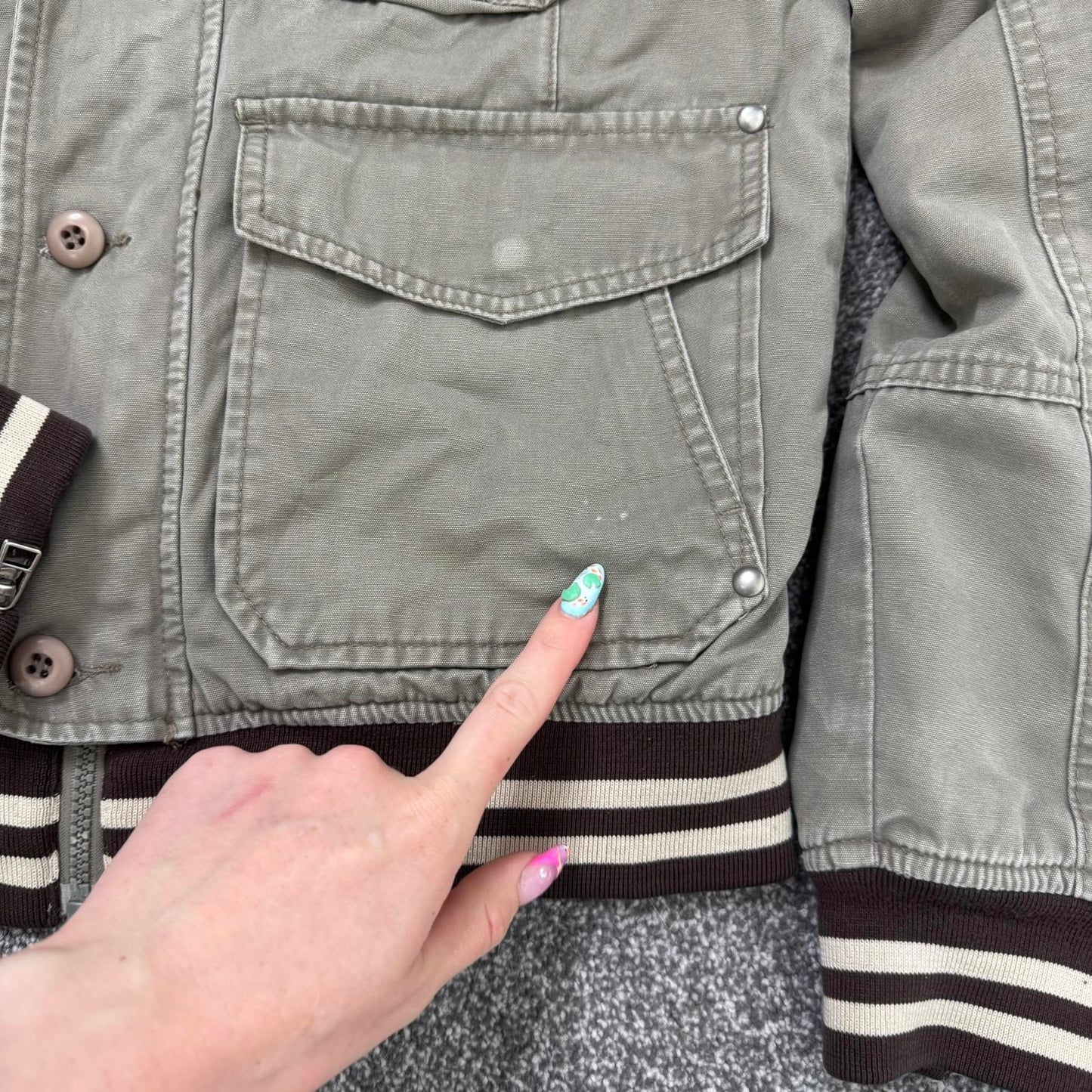 Y2K vintage denim zip button up bomber jacket stripe knit high neck unisex cargo