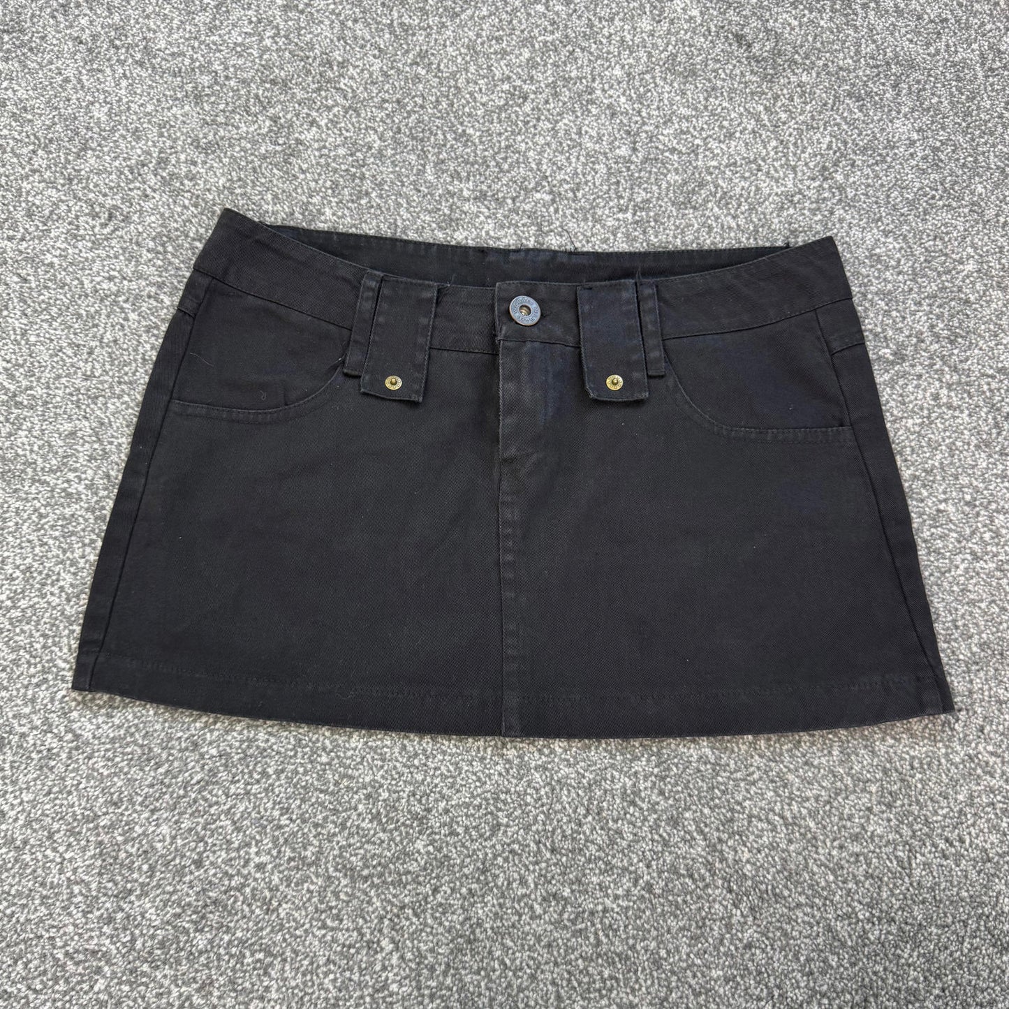 Y2K vintage low rise denim mini skirt black studded