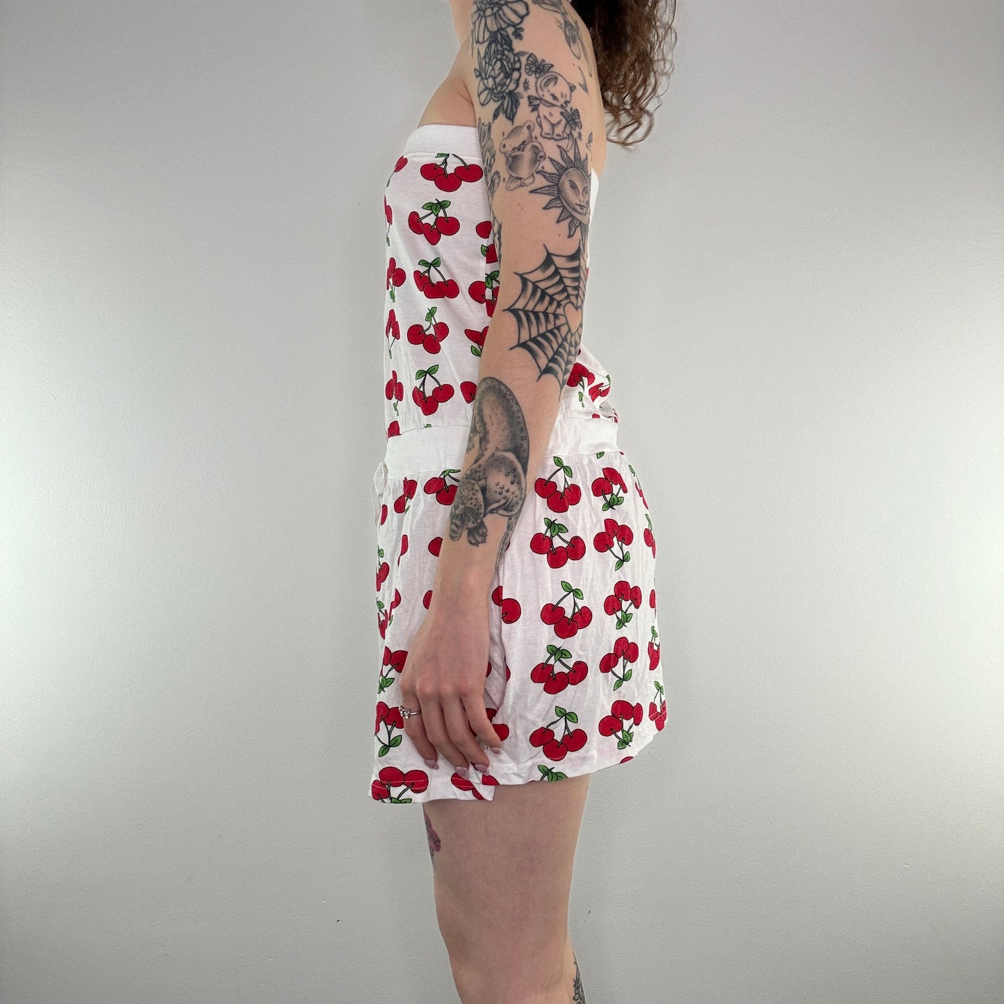 Y2K cherry strapless mini dress