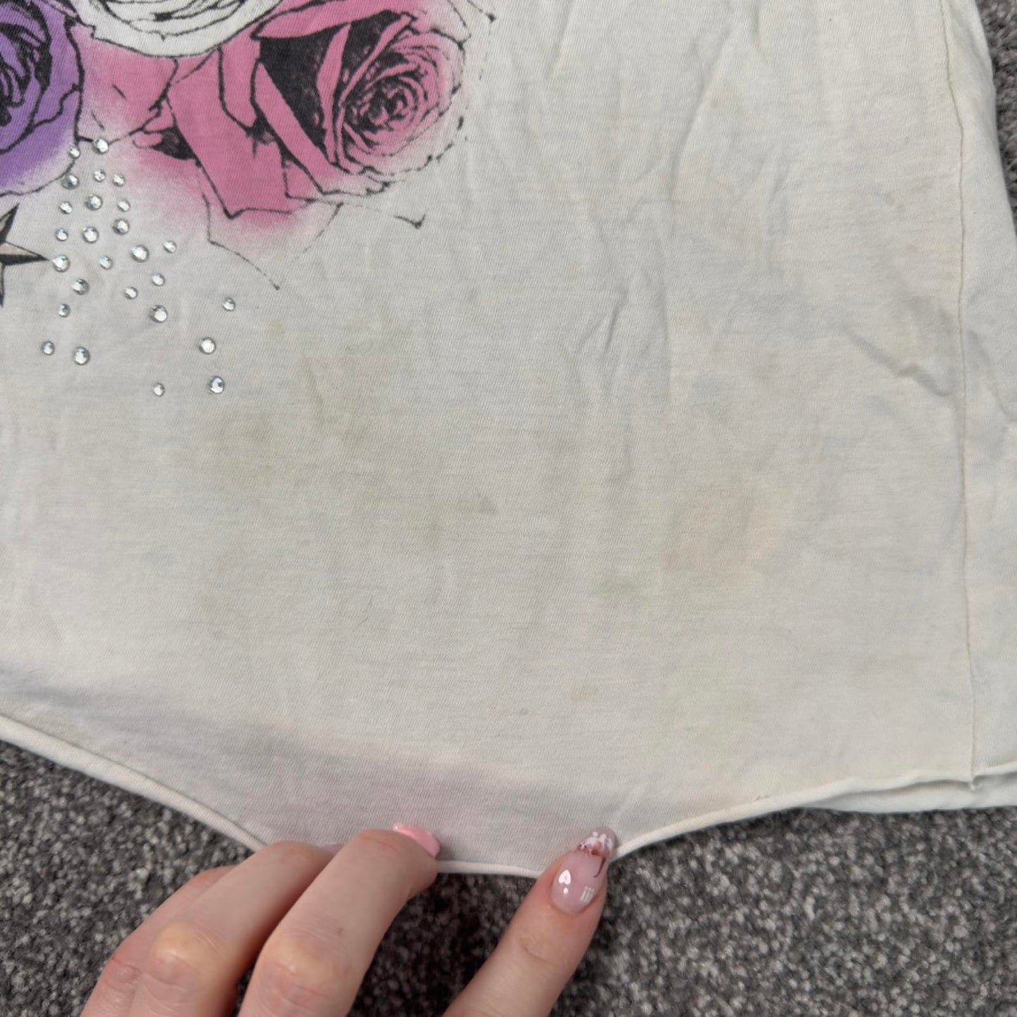 Y2K vintage tattoo graphic print rhinestone baggy tank top