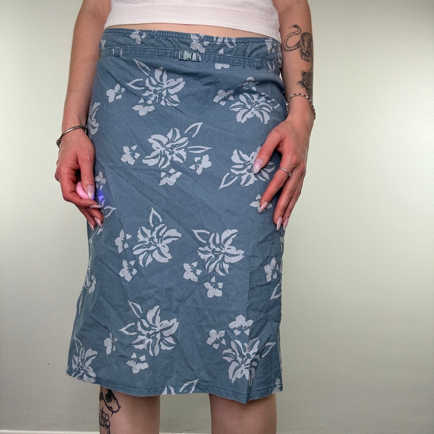 Y2K Jennifer floral hibiscus summer midi skirt