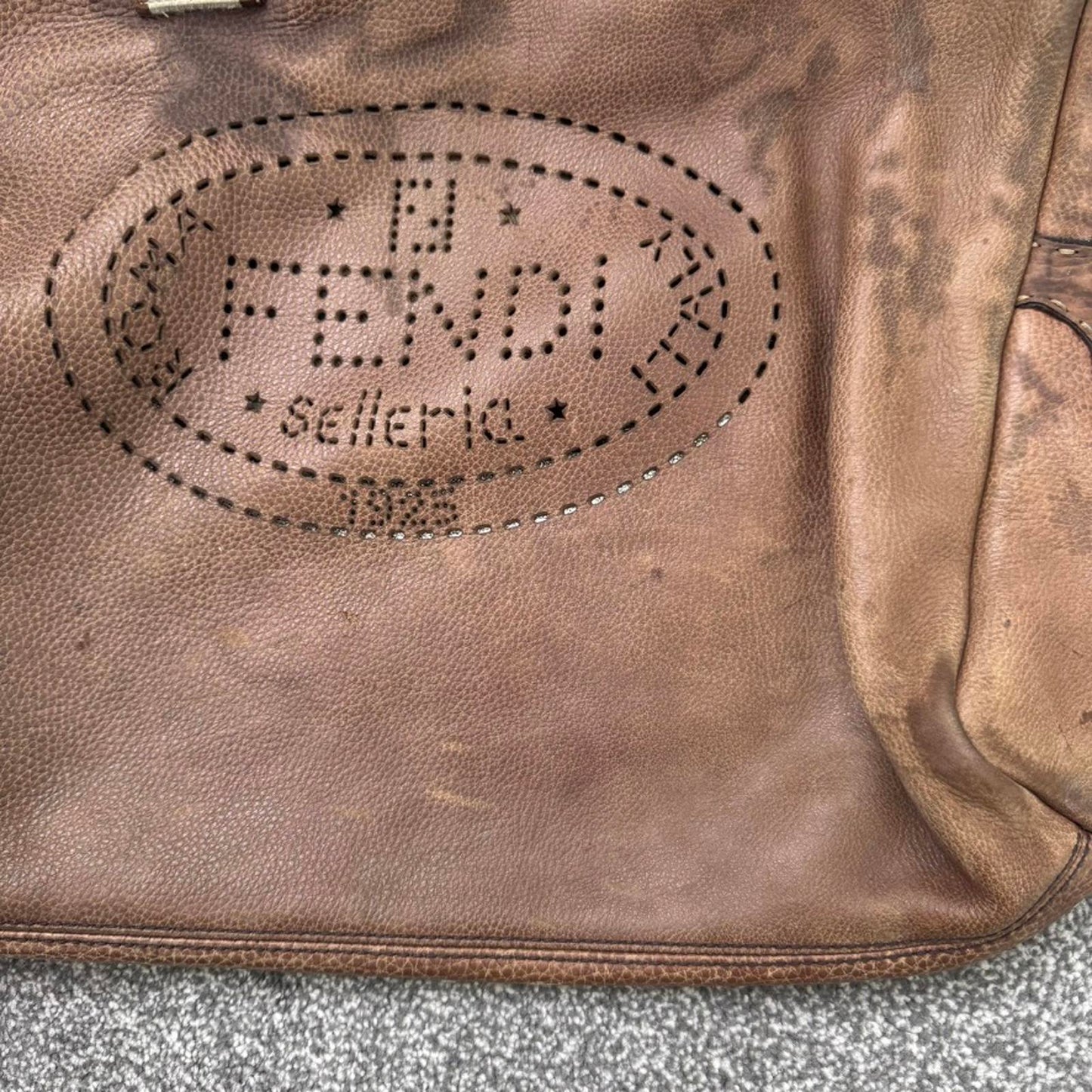 Vintage Fendi Selleria large shoulder bag genuine leather tote holdall