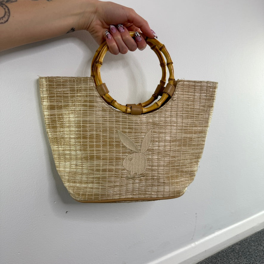 Y2K Playboy summer straw bamboo handbag