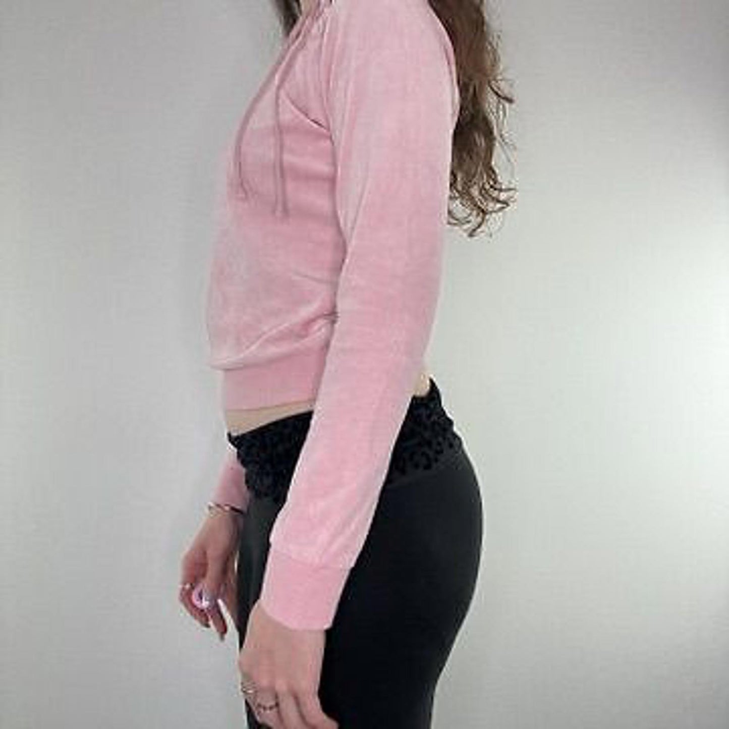 Y2K vintage velour lace up long sleeve top