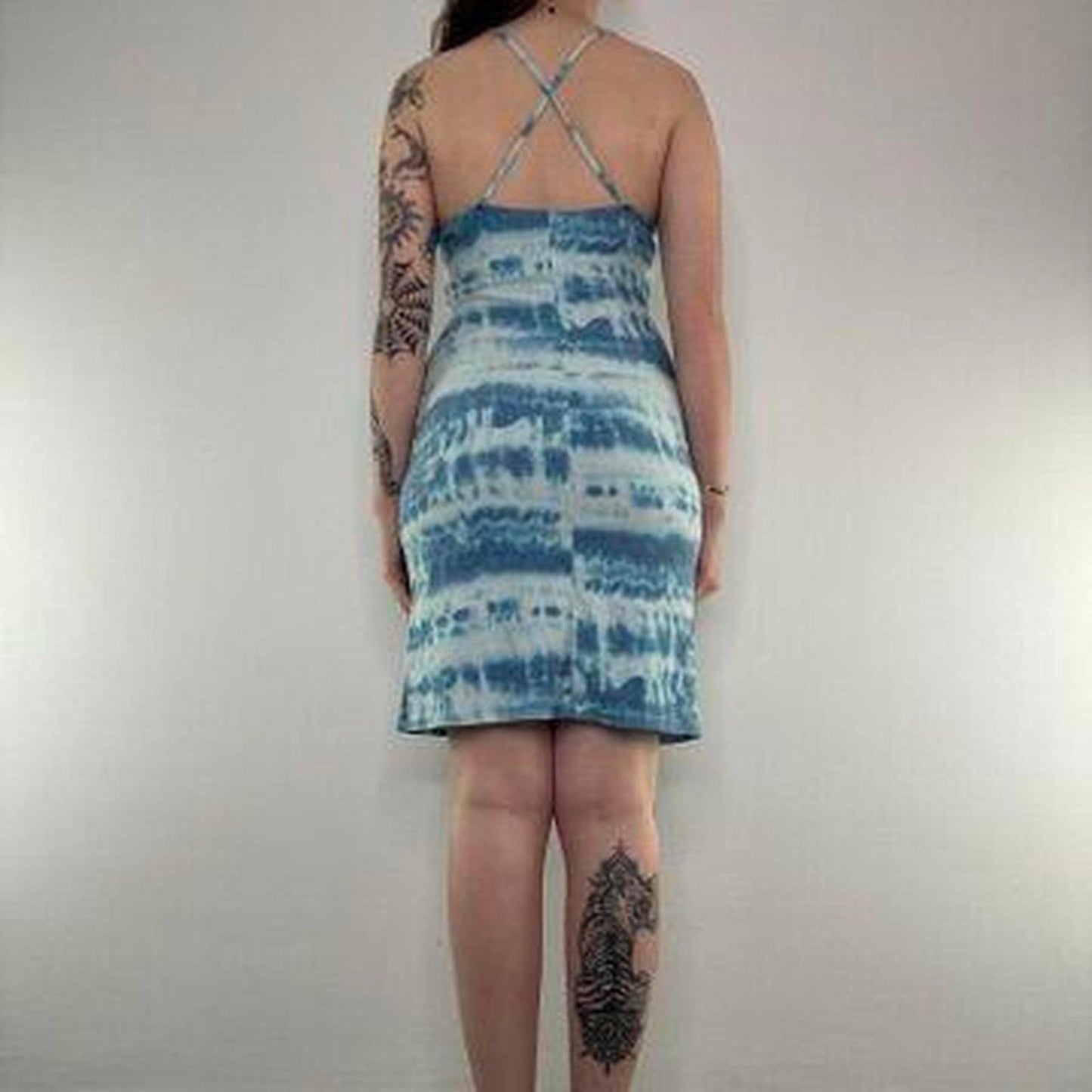 Y2K vintage ombre mini dress summer tie dye stretchy above knee racerback ruched
