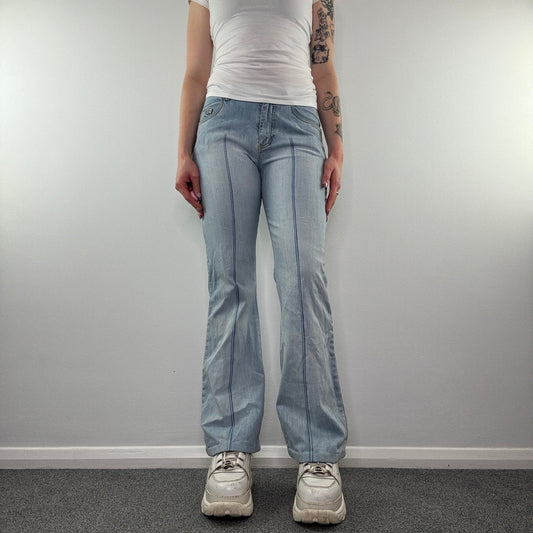 Y2K faded denim mid rise bootcut jeans