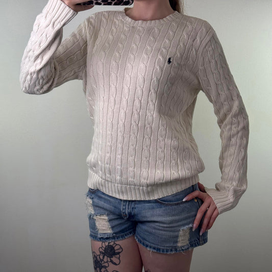 Y2K vintage Ralph Lauren cable knit jumper cream knitted