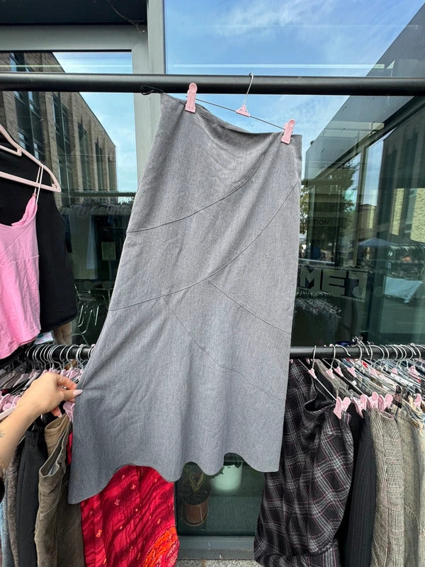 Y2K vintage a line maxi skirt grey