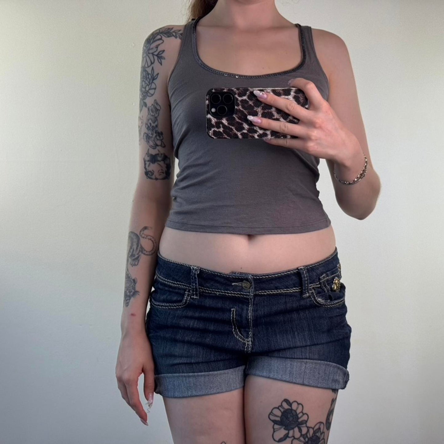 Y2K vintage butterfly sequin tank top cropped round neck