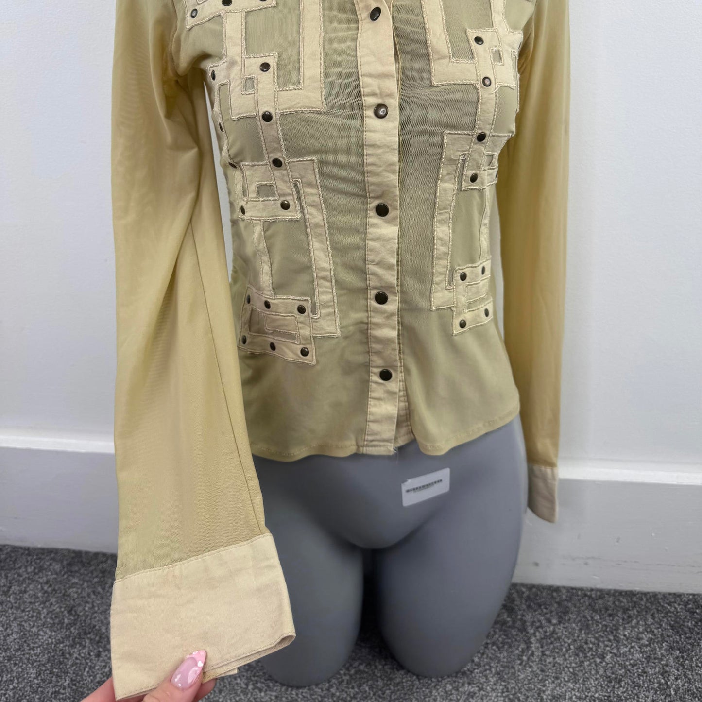 Y2K vintage sheer stretchy long sleeve shirt