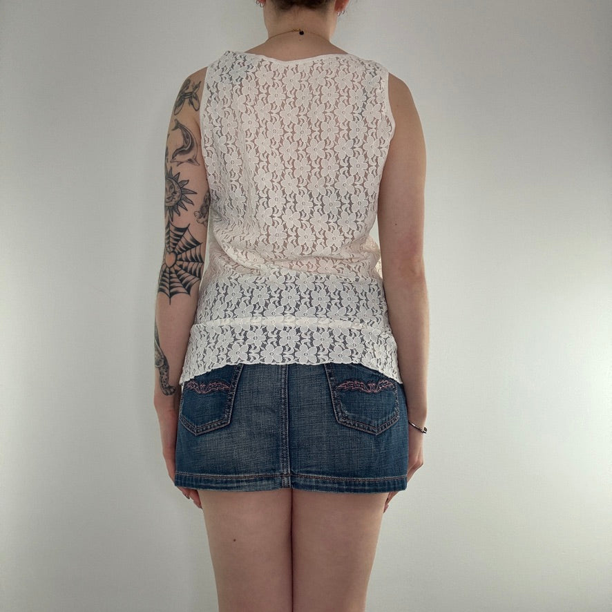 Y2K vintage floral lace vest tank top