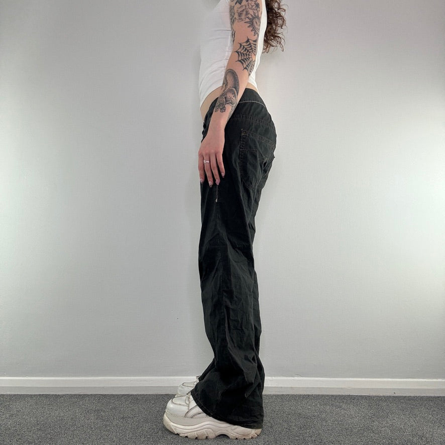 Y2K vintage low rise baggy contrast stitch cargo trousers