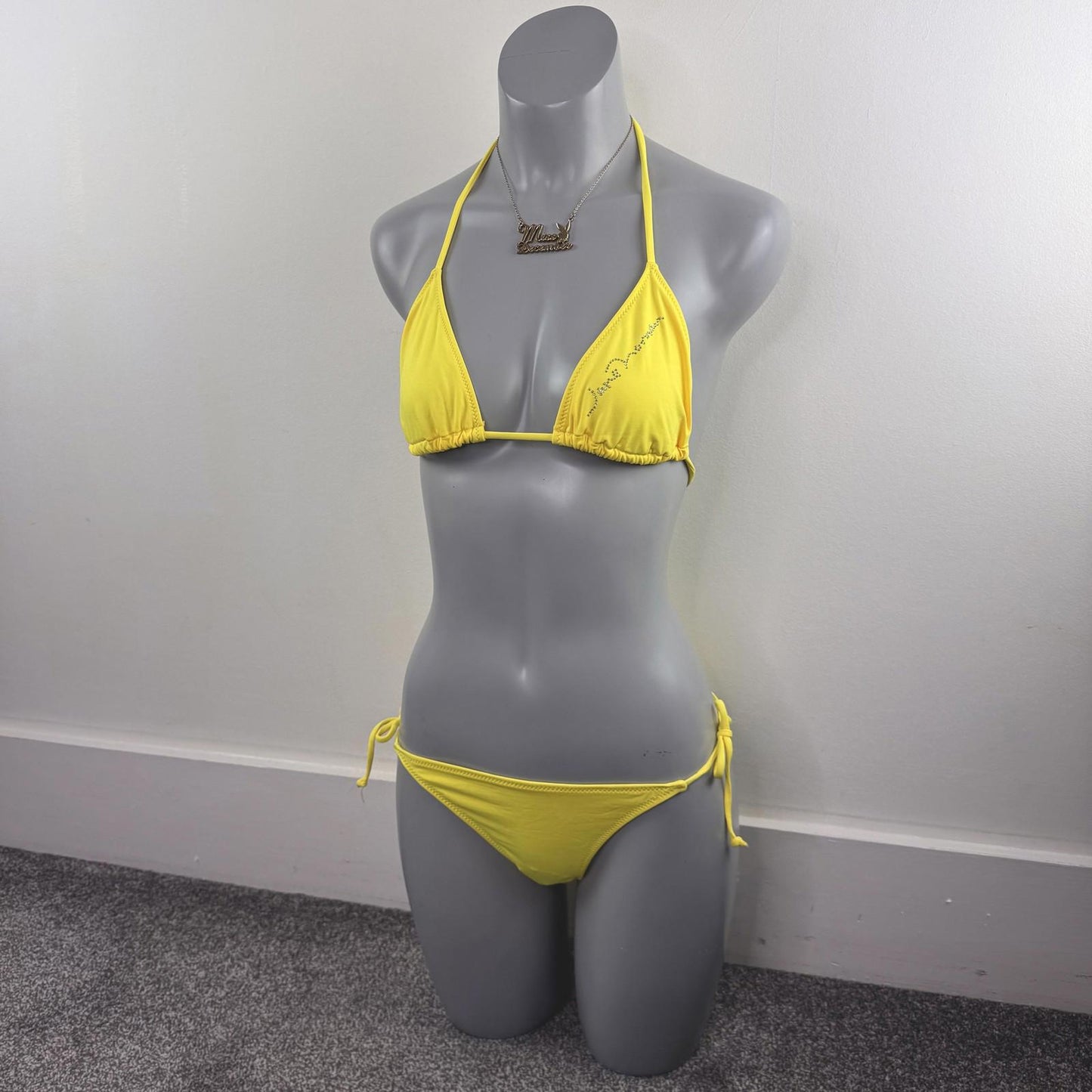 Y2K vintage Jane Norman rhinestone halter neck bikini set matching