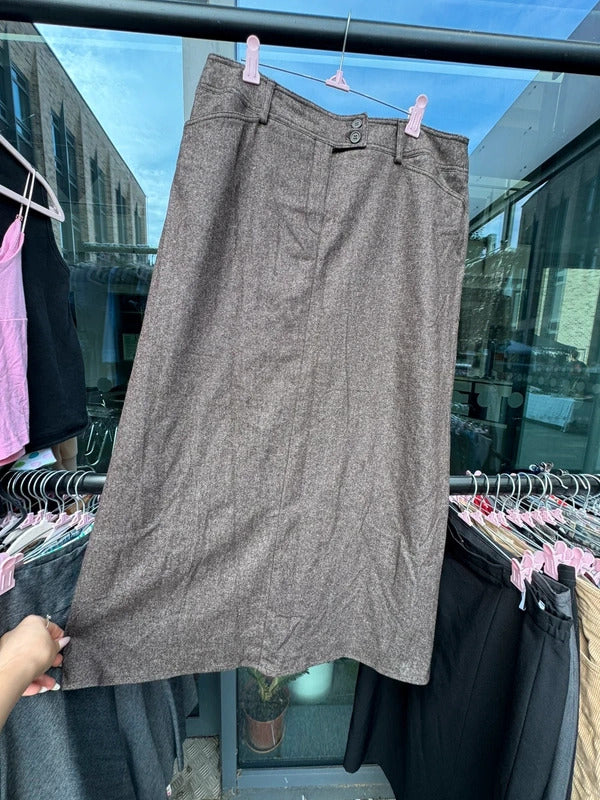 Y2K vintage wool blend maxi skirt brown a line