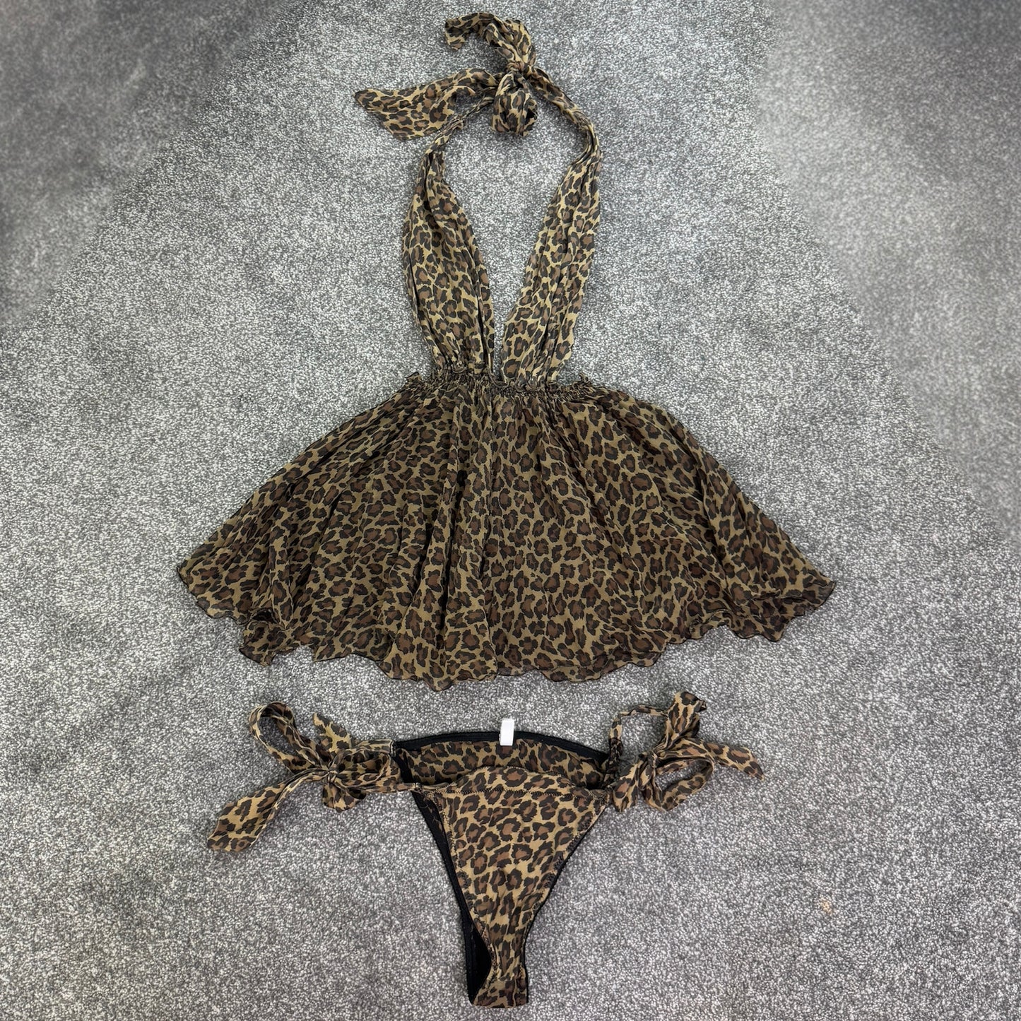 Myla London leopard print silk babydoll and knickers