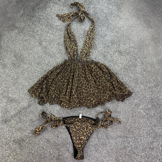 Myla London leopard print silk babydoll and knickers