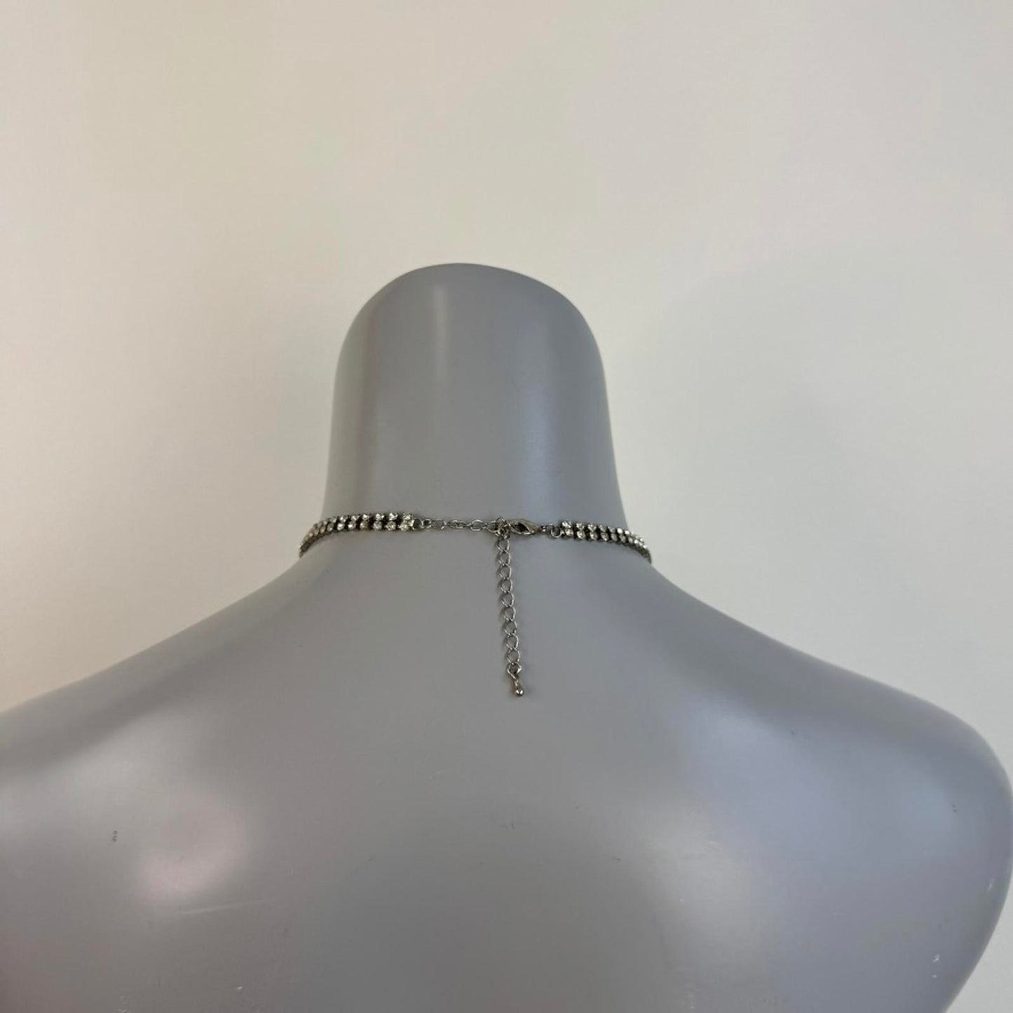 Y2K vintage faux diamond rhinestone statement necklace drop bib high neck