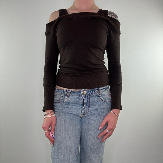 Y2K off the shoulder long sleeve top bardot