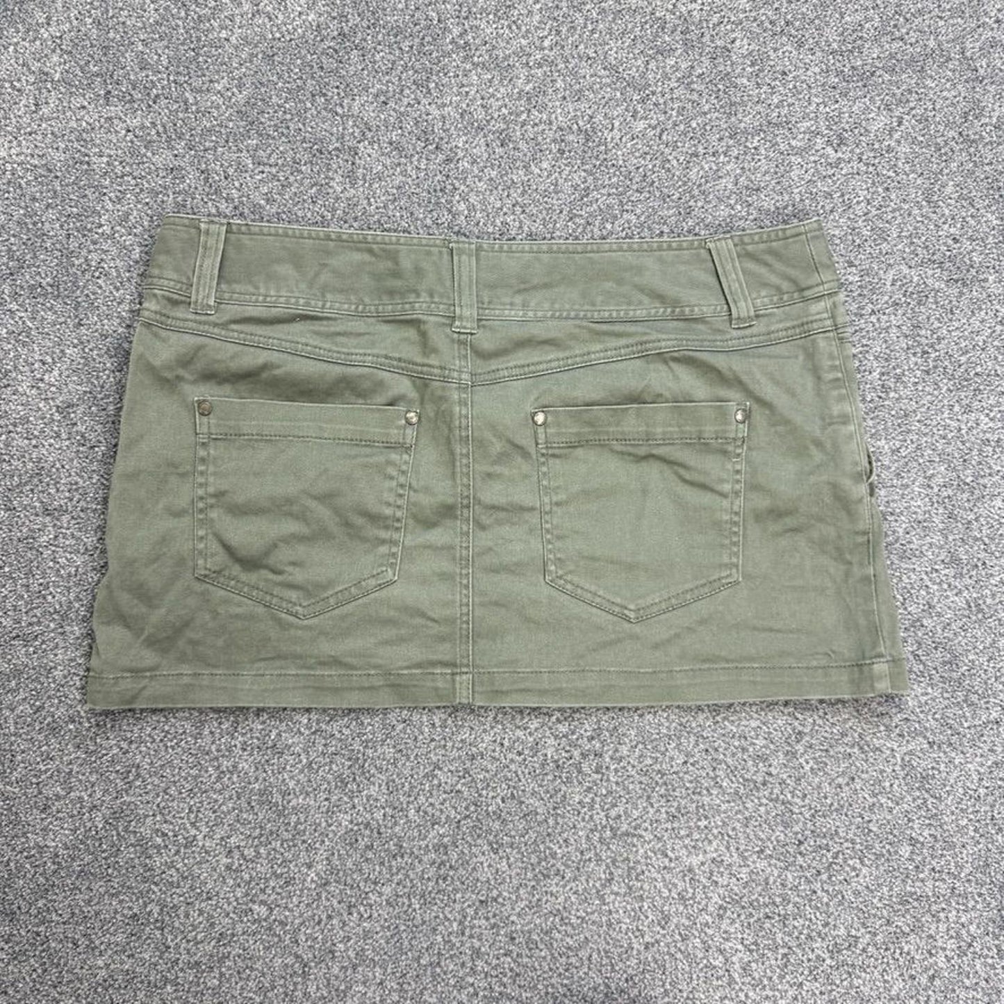 Y2K vintage low rise mini skirt stretchy cargo khaki short denim buttons