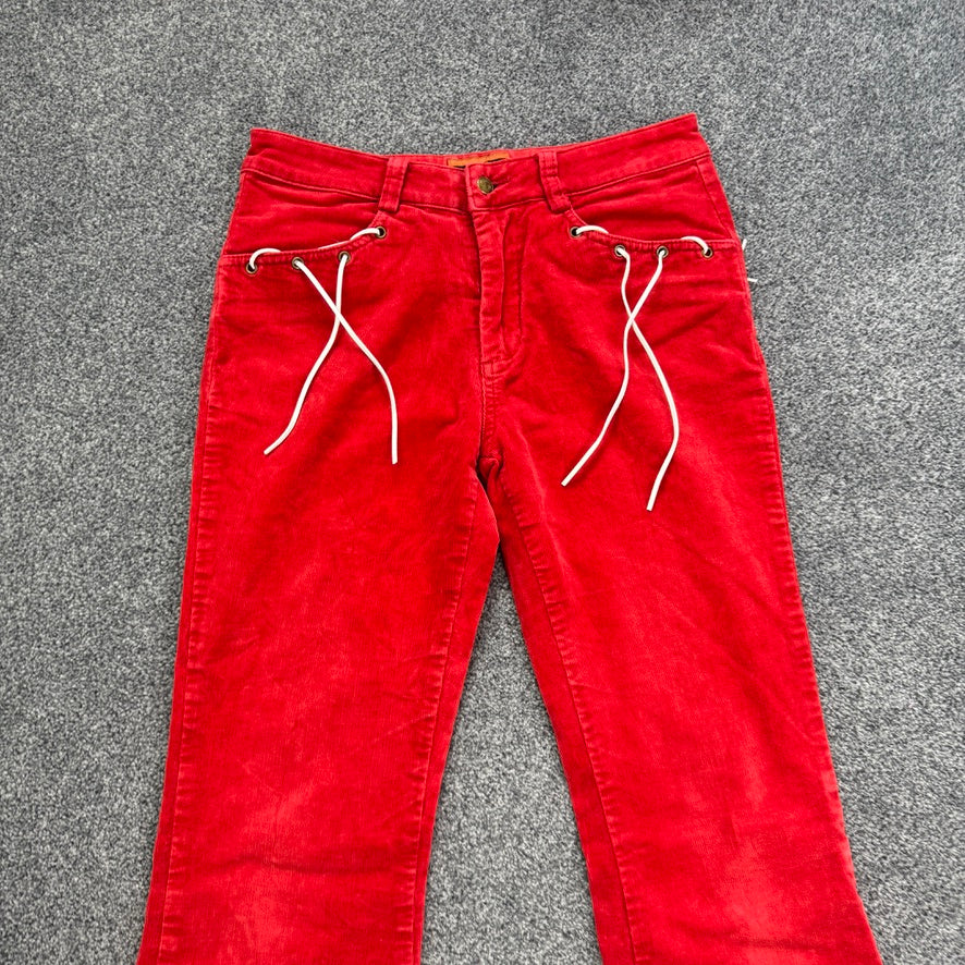 Y2K mid rise bootcut corduroy lace up jeans