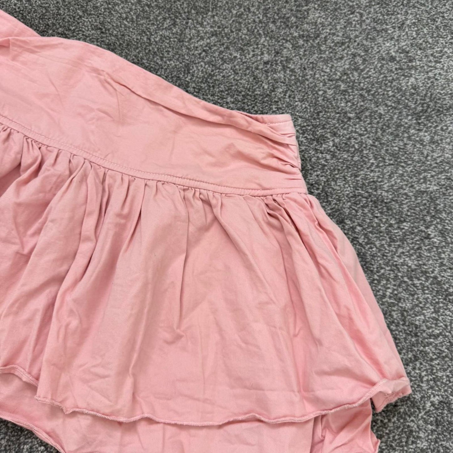 Y2K vintage low rise ruched mini skirt rara layered baby light pink micro short