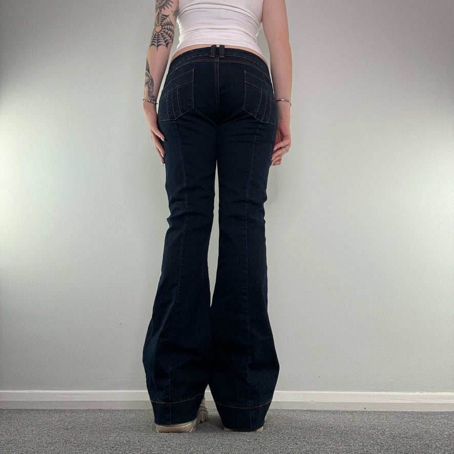 Y2K vintage low rise dark denim flared jeans