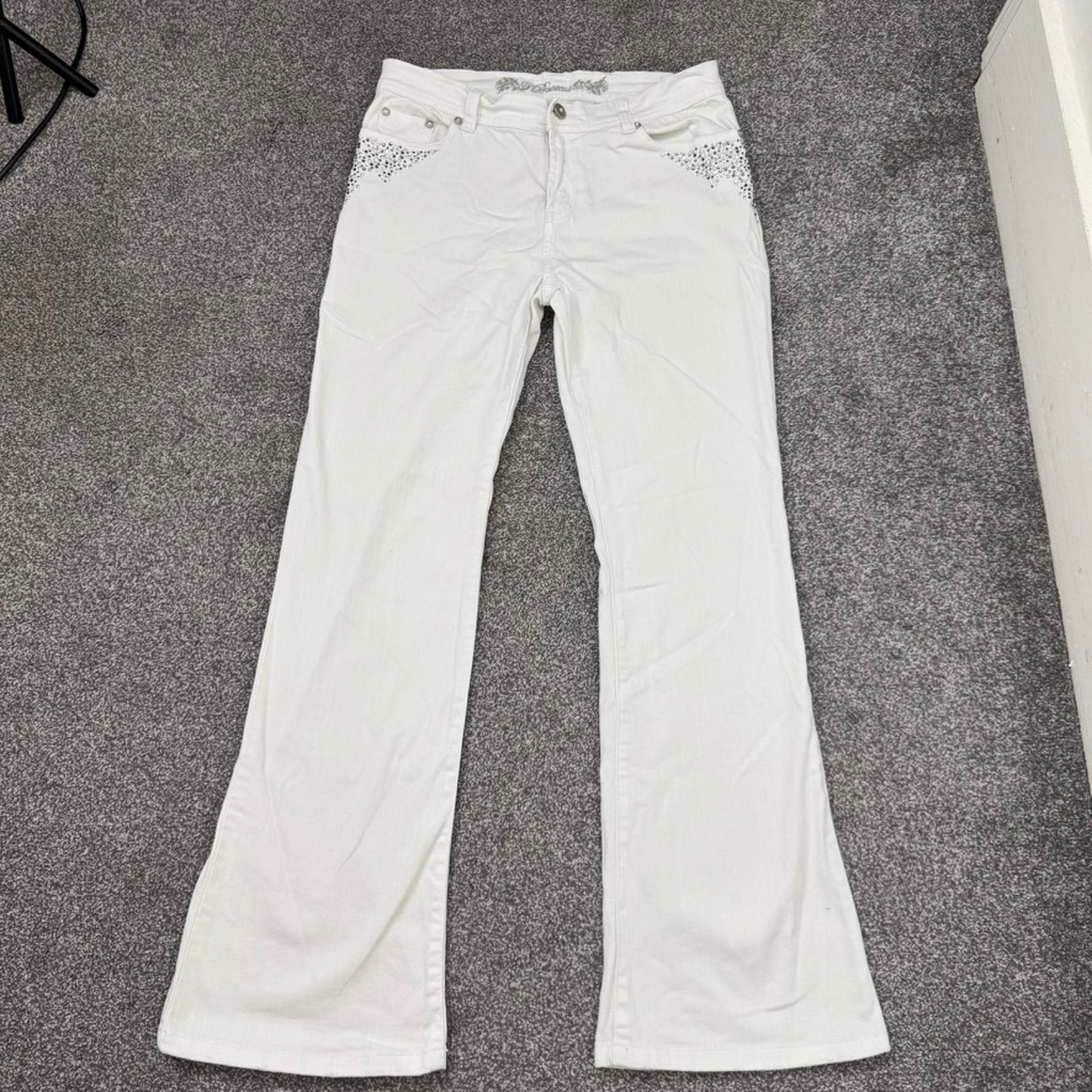 Y2K vintage mid rise stretchy denim bootcut jeans white