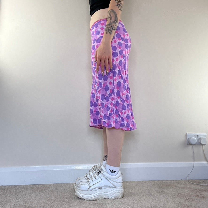 Y2K vintage polkadot midi skirt