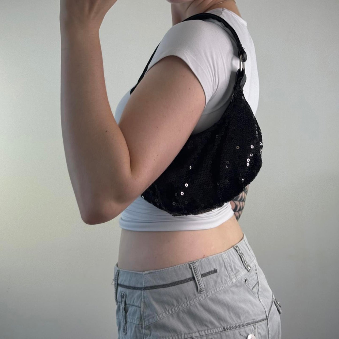 Y2K vintage mini shoulder bag sequin embellished with patching coin pouch purse