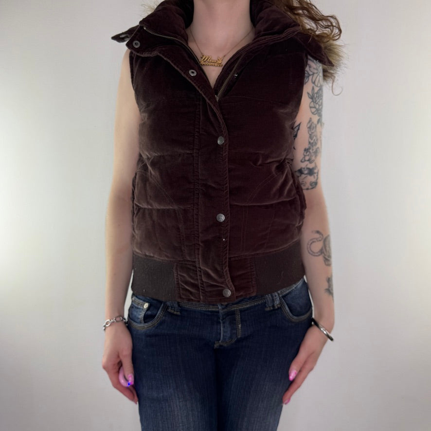 Y2K vintage velvet faux fur trim zip up gilet