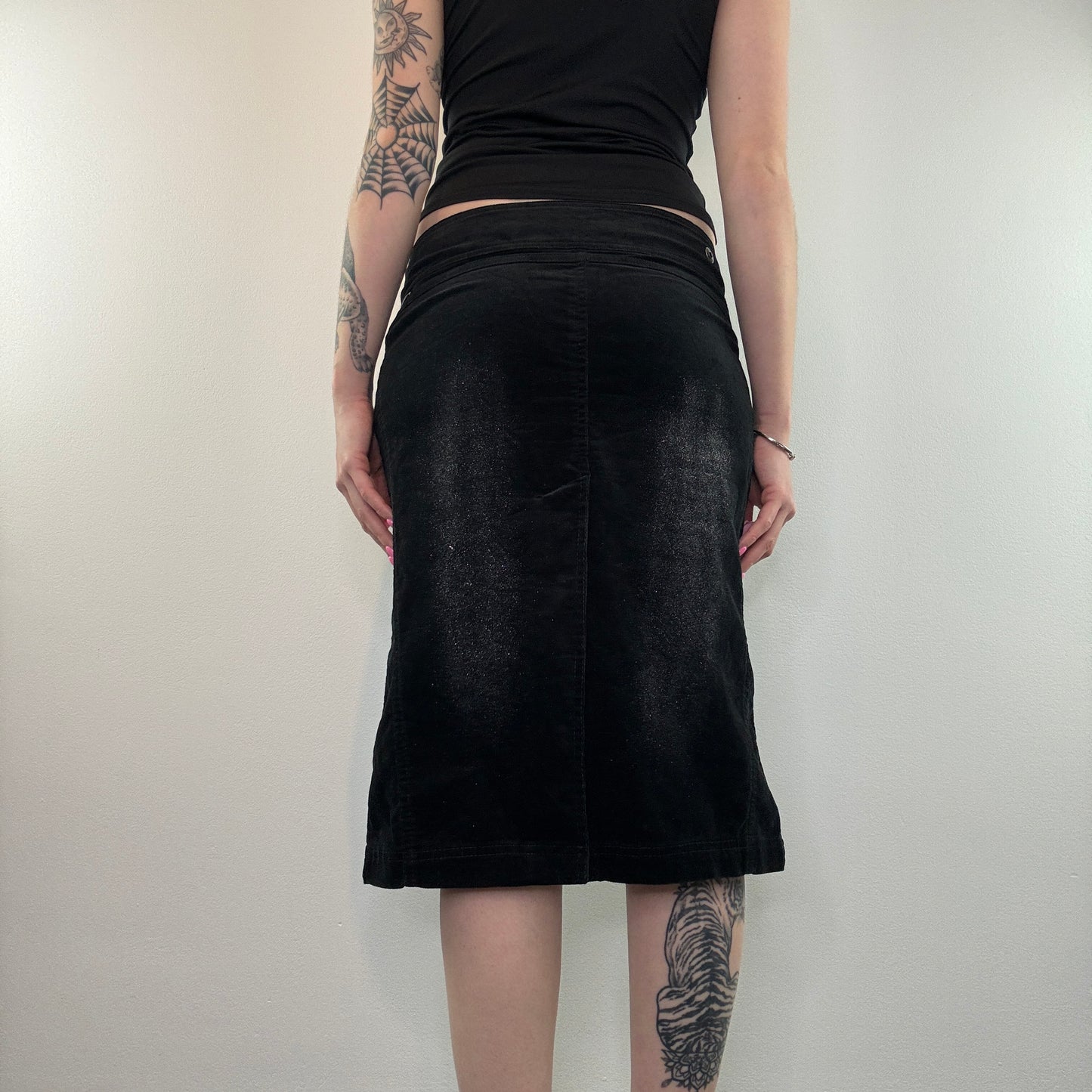 Y2K corduroy sparkly midi skirt