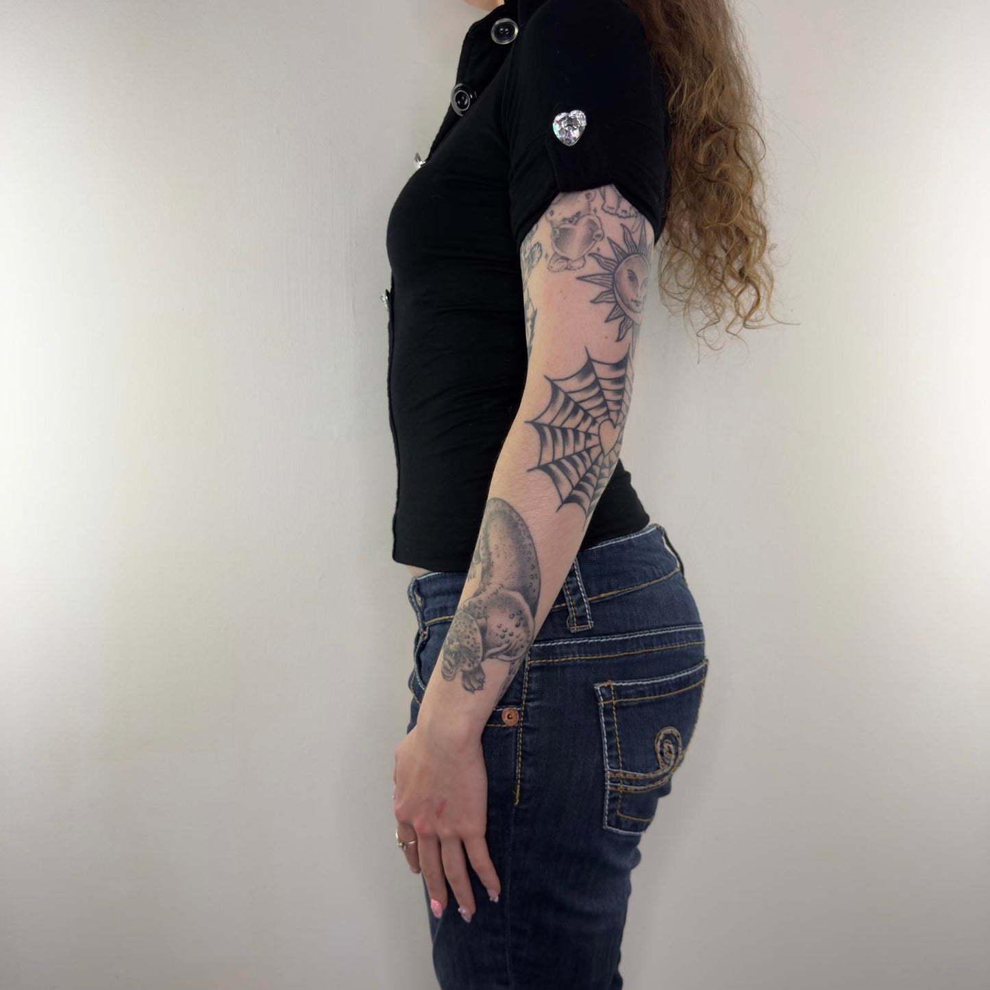 Y2K vintage chunky button fitted polo top