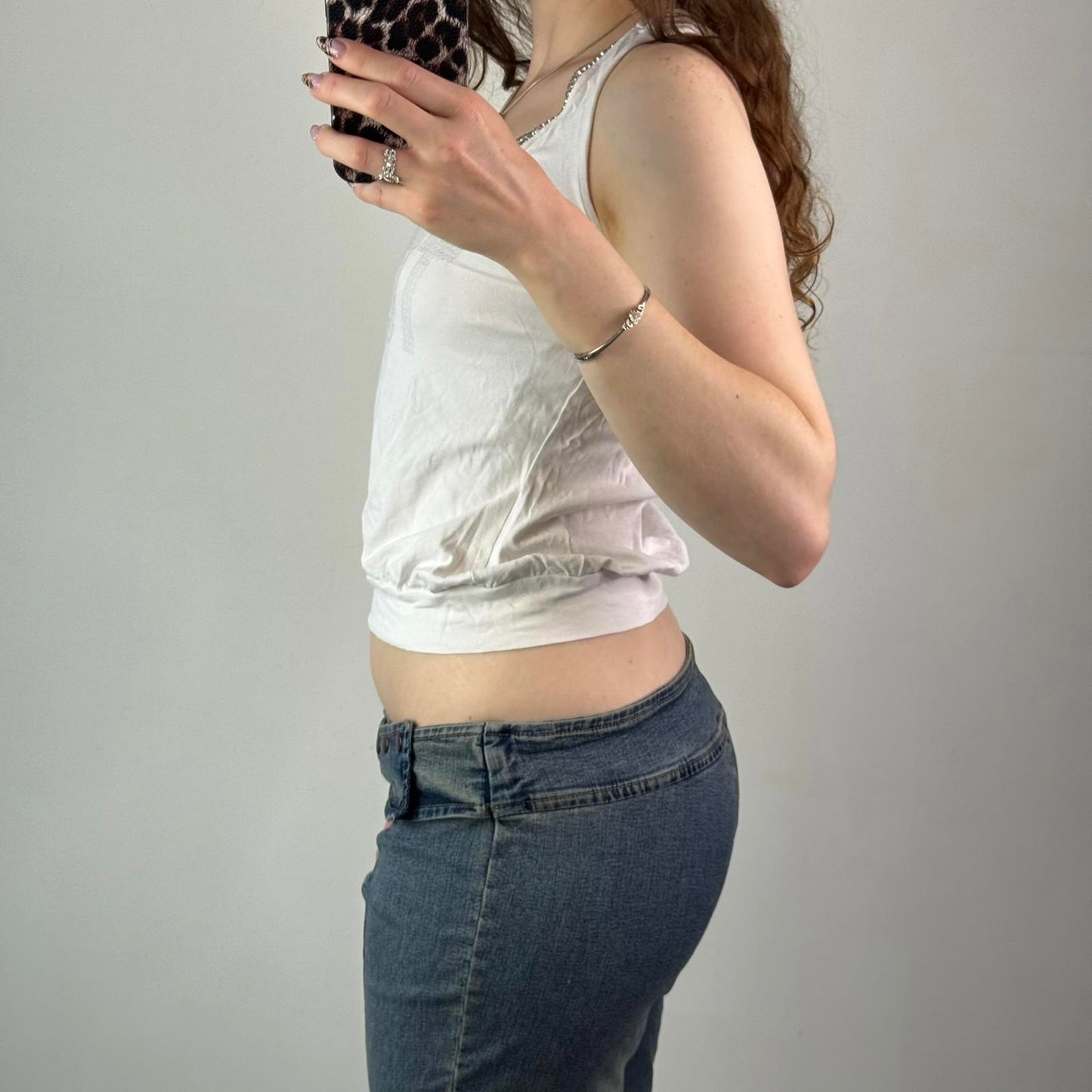 Y2K vintage sequin rhinestone tank top rhinestone racerback touch slogan cropped