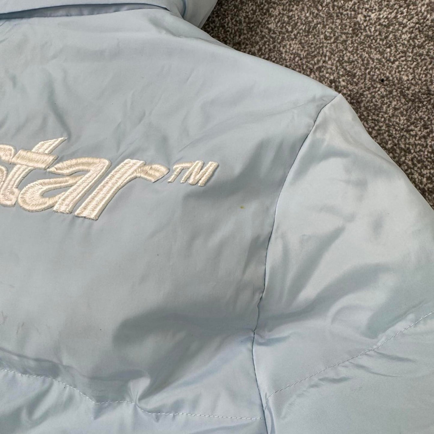 Trapstar puffer jacket coat with hood baby ice blue