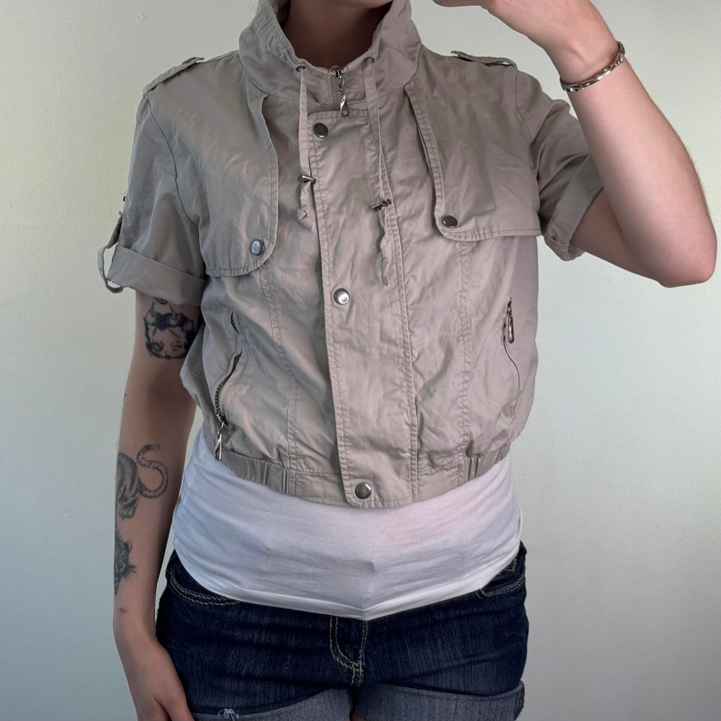 Y2K vintage short sleeve zip up jacket utility lightweight archive subversive